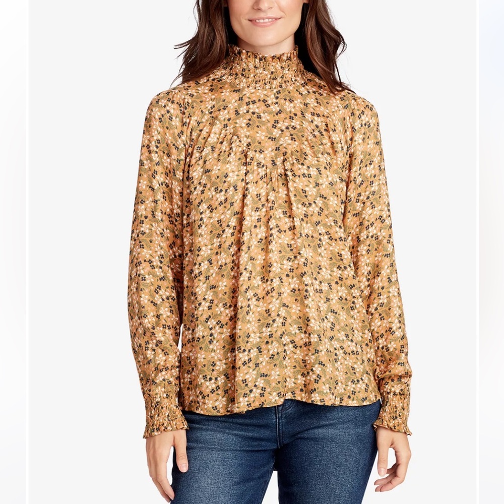 William Rast Mustard Floral Print Top Size M